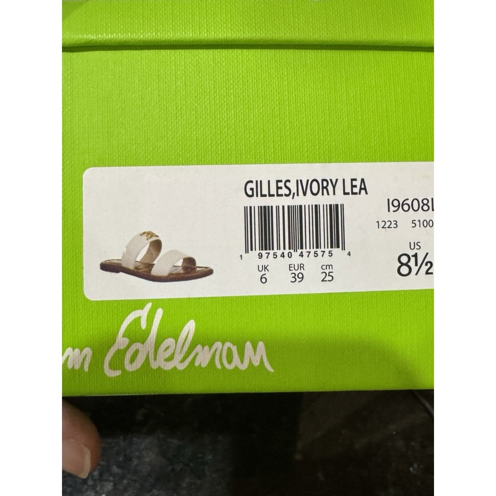 Sam Edelman Women's Gilles Flat Sandal Ivory Leather Size 8.5 Slide - Picture 10 of 13